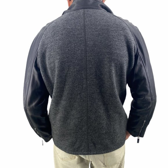 Emporio Armani Lamb Leather Combo Layered Jacket IT 56 US 46 - Picture 8 of 16